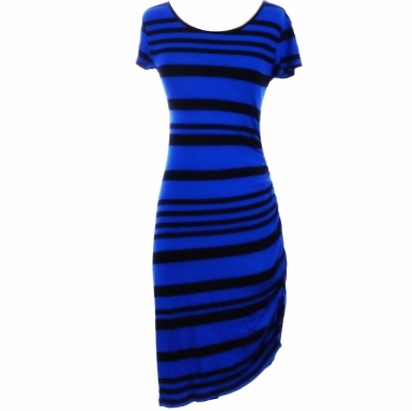 Mossimo Blue & Black Stripe Bodycon T-Shirt Dress - Picture 1 of 7